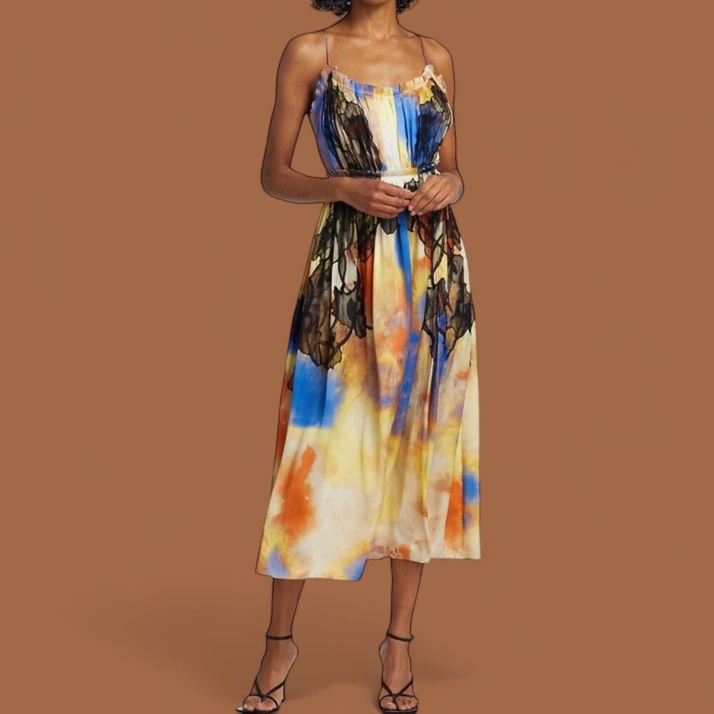 JASON WU COLLECTION RUNWAY OMBRE SILK MIDI DRESS SIZE S/M NEW